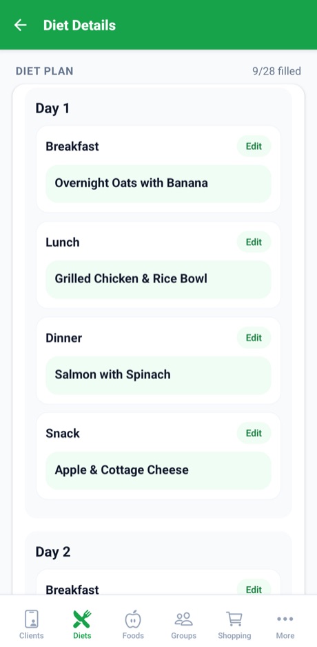 Plan the week, meal by meal.